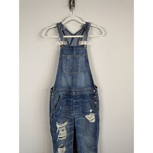 American Eagle Outfitters Women’s XS Tomgirl Overalls Distressed Stretch Denim - Picture 5 of 13